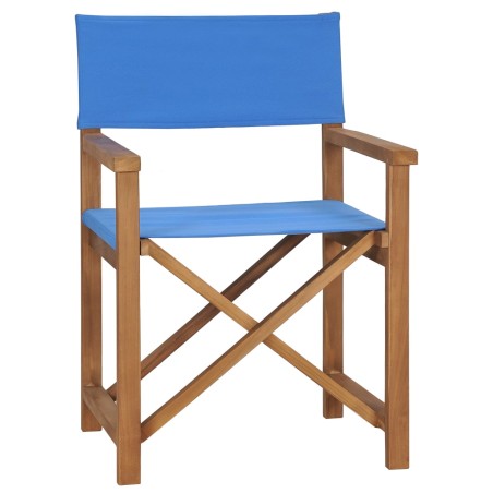 vidaXL Silla de director madera maciza de teca azul