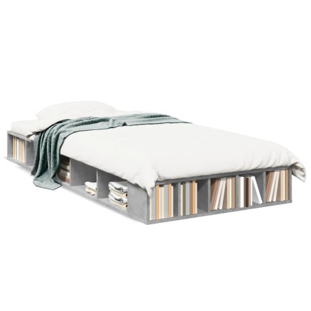 vidaXL Estructura de cama madera de ingeniería gris hormigón 100x200cm