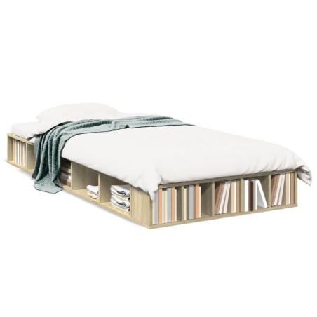 vidaXL Estructura de cama madera de ingeniería roble Sonoma 90x190 cm