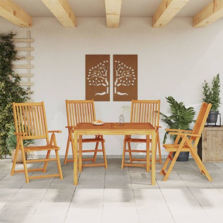vidaXL Juego de comedor de jardín 5 piezas madera maciza de acacia