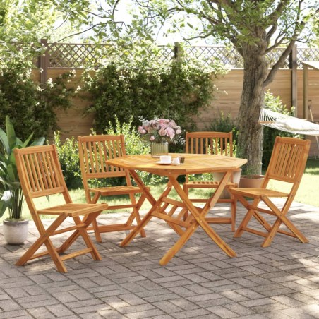 vidaXL Set de comedor de jardín plegable 5 pzas madera maciza acacia