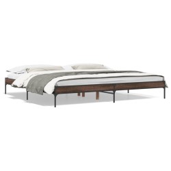 vidaXL Estructura cama madera ingeniería metal marrón roble 180x200 cm