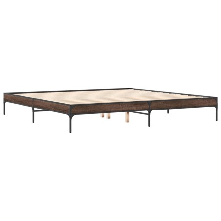 vidaXL Estructura cama madera ingeniería metal marrón roble 180x200 cm