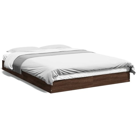 vidaXL Estructura de cama madera de ingeniería marrón roble 120x200 cm