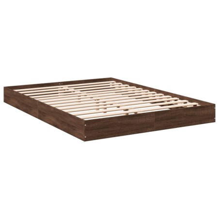 vidaXL Estructura de cama madera de ingeniería marrón roble 120x200 cm