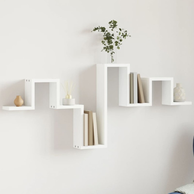 vidaXL Estantería de pared madera de ingeniería blanco 104,5x10x43 cm vidaXL Estantería de pared madera de ingeniería blanco 104,5x10x43 cm