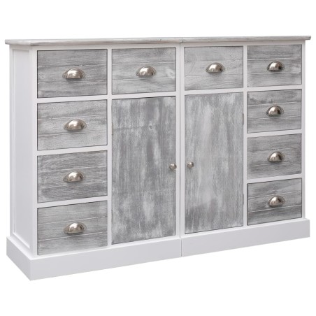 vidaXL Aparador con 10 cajones madera gris 113x30x79 cm