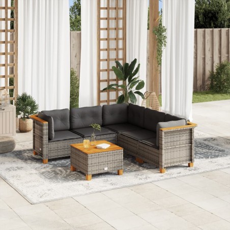 vidaXL Set de muebles de jardín 6 pzas y cojines ratán sintético gris