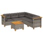 vidaXL Set de muebles de jardín 6 pzas y cojines ratán sintético gris