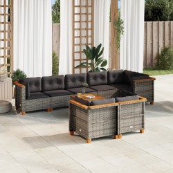 vidaXL Set de muebles de jardín 9 pzas y cojines ratán sintético gris