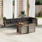 vidaXL Set de muebles de jardín 9 pzas y cojines ratán sintético gris vidaXL Set de muebles de jardín 9 pzas y cojines ratán sintético gris