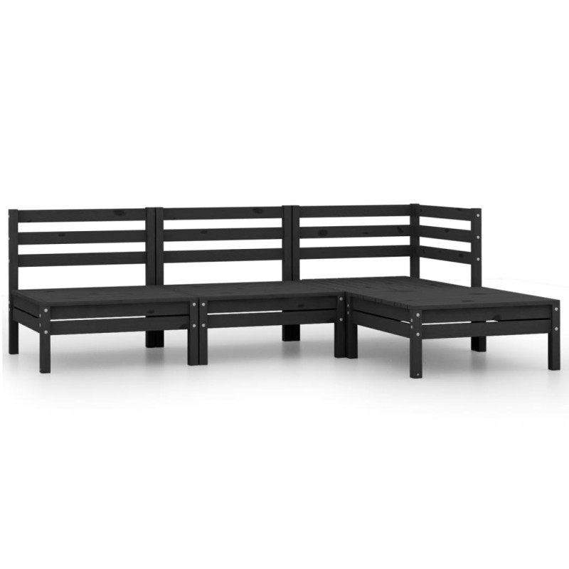 vidaXL Conjunto de muebles de jardín 4 piezas madera maciza pino negro vidaXL Conjunto de muebles de jardín 4 piezas madera maciza pino negro