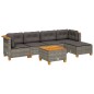 vidaXL Set de muebles de jardín 6 pzas y cojines ratán sintético gris