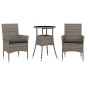 vidaXL Set comedor jardín 3 pzas y cojines ratán sintético vidrio gris vidaXL Set comedor jardín 3 pzas y cojines ratán sintético vidrio gris