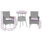 vidaXL Set comedor jardín 3 pzas y cojines ratán sintético vidrio gris vidaXL Set comedor jardín 3 pzas y cojines ratán sintético vidrio gris