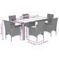 vidaXL Set comedor jardín 7 pzas y cojines ratán sintético vidrio gris