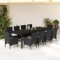 vidaXL Set comedor jardín 11 pzas cojines ratán sintético vidrio negro vidaXL Set comedor jardín 11 pzas cojines ratán sintético vidrio negro