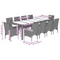 vidaXL Set comedor jardín 11 pzas cojines ratán sintético vidrio negro vidaXL Set comedor jardín 11 pzas cojines ratán sintético vidrio negro