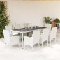 vidaXL Set comedor jardín 9 pzas cojines ratán sintético vidrio blanco vidaXL Set comedor jardín 9 pzas cojines ratán sintético vidrio blanco