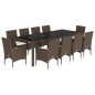 vidaXL Set comedor jardín 11 pzas con cojines ratán PE vidrio marrón vidaXL Set comedor jardín 11 pzas con cojines ratán PE vidrio marrón