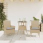 vidaXL Set comedor jardín 3 pzas cojines ratán sintético vidrio beige vidaXL Set comedor jardín 3 pzas cojines ratán sintético vidrio beige