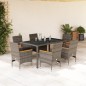 vidaXL Set comedor jardín 7 pzas y cojines ratán sintético vidrio gris vidaXL Set comedor jardín 7 pzas y cojines ratán sintético vidrio gris