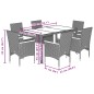 vidaXL Set comedor jardín 7 pzas y cojines ratán sintético vidrio gris vidaXL Set comedor jardín 7 pzas y cojines ratán sintético vidrio gris