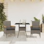 vidaXL Set comedor jardín 3 pzas y cojines ratán sintético vidrio gris vidaXL Set comedor jardín 3 pzas y cojines ratán sintético vidrio gris
