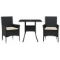 vidaXL Set comedor jardín 3 pzas cojines ratán sintético vidrio negro vidaXL Set comedor jardín 3 pzas cojines ratán sintético vidrio negro