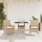 vidaXL Set comedor jardín 3 pzas cojines ratán sintético vidrio beige vidaXL Set comedor jardín 3 pzas cojines ratán sintético vidrio beige