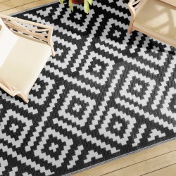 vidaXL Alfombra de exterior PP blanco y negro 190x290 cm