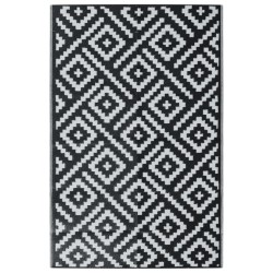 vidaXL Alfombra de exterior PP blanco y negro 190x290 cm