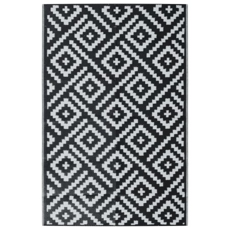 vidaXL Alfombra de exterior PP blanco y negro 190x290 cm
