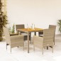 vidaXL Set de comedor jardín 5 pzas con cojines ratán PE acacia beige vidaXL Set de comedor jardín 5 pzas con cojines ratán PE acacia beige