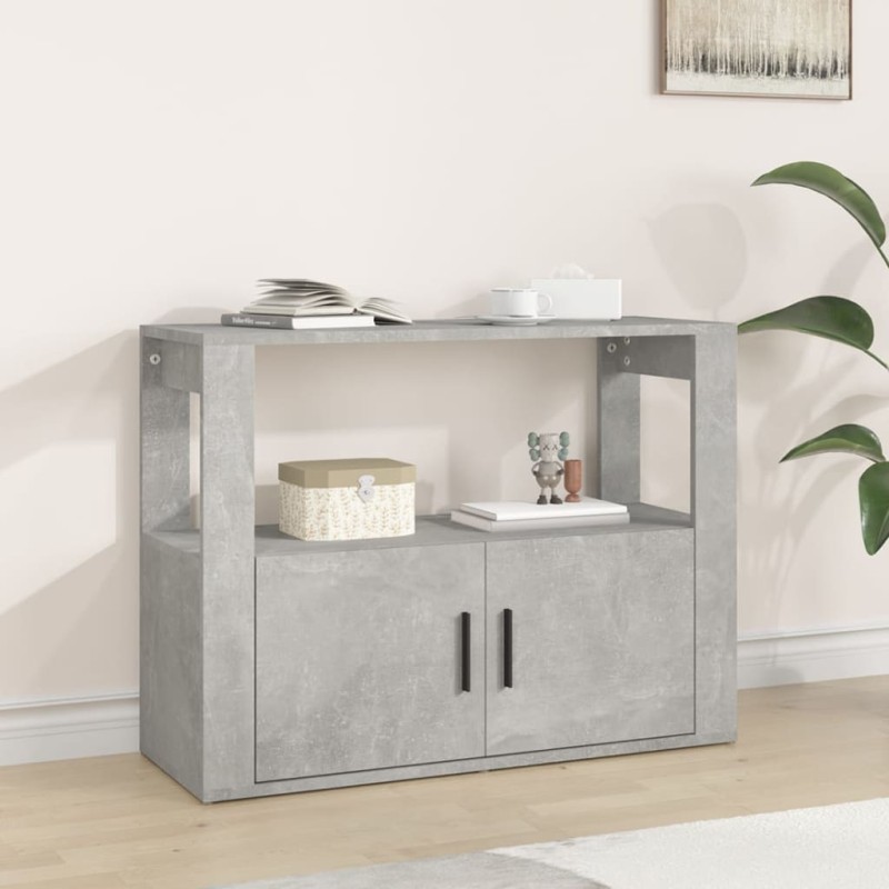vidaXL Aparador de madera contrachapada gris hormigón 80x30x60 cm vidaXL Aparador de madera contrachapada gris hormigón 80x30x60 cm