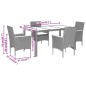 vidaXL Set de comedor jardín 5 pzas con cojines ratán PE acacia gris vidaXL Set de comedor jardín 5 pzas con cojines ratán PE acacia gris