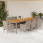 vidaXL Set de comedor jardín 9 pzas con cojines ratán PE acacia gris vidaXL Set de comedor jardín 9 pzas con cojines ratán PE acacia gris
