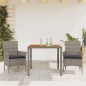 vidaXL Set de comedor jardín 3 pzas con cojines ratán PE acacia gris vidaXL Set de comedor jardín 3 pzas con cojines ratán PE acacia gris