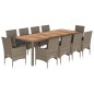 vidaXL Set comedor jardín 11 pzas cojines ratán sintético acacia gris