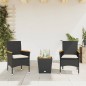 vidaXL Mesita y sillas con cojines 3 pzas ratán sintético vidrio negro vidaXL Mesita y sillas con cojines 3 pzas ratán sintético vidrio negro