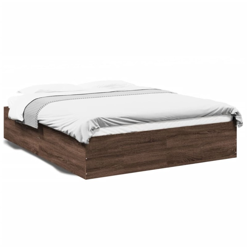 vidaXL Estructura de cama madera de ingeniería marrón roble 160x200 cm vidaXL Estructura de cama madera de ingeniería marrón roble 160x200 cm