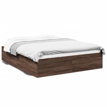 vidaXL Estructura de cama madera de ingeniería marrón roble 160x200 cm