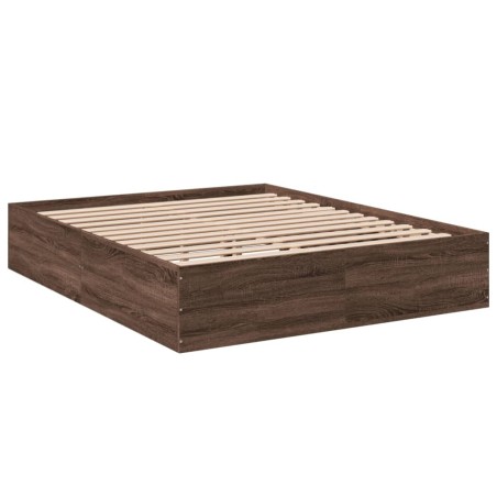 vidaXL Estructura de cama madera de ingeniería marrón roble 160x200 cm