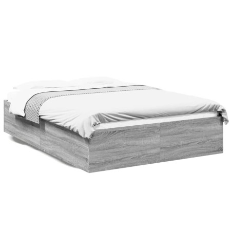 vidaXL Estructura de cama madera de ingeniería gris Sonoma 150x200 cm