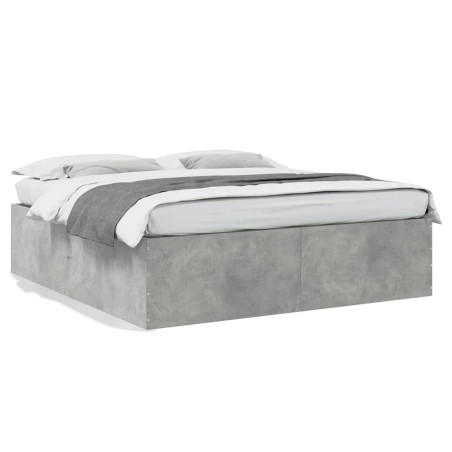 vidaXL Estructura de cama madera de ingeniería gris hormigón 180x200cm