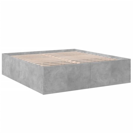 vidaXL Estructura de cama madera de ingeniería gris hormigón 180x200cm