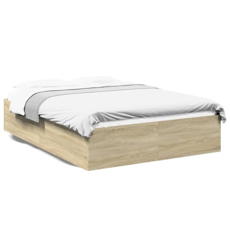 vidaXL Estructura de cama madera de ingeniería roble Sonoma 120x190 cm