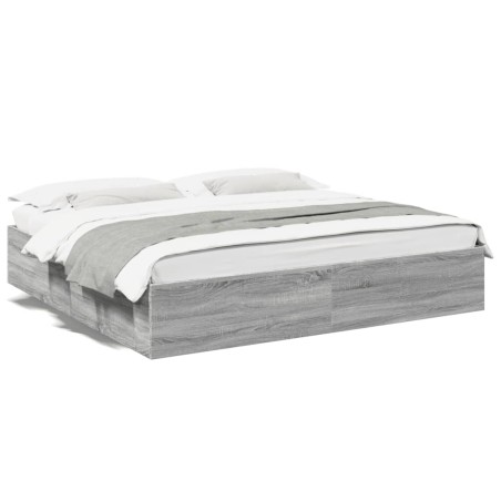 vidaXL Estructura de cama madera de ingeniería gris Sonoma 200x200 cm