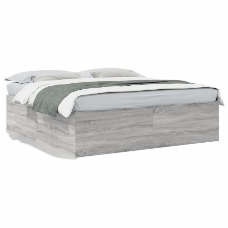 vidaXL Estructura de cama madera de ingeniería gris Sonoma 180x200 cm