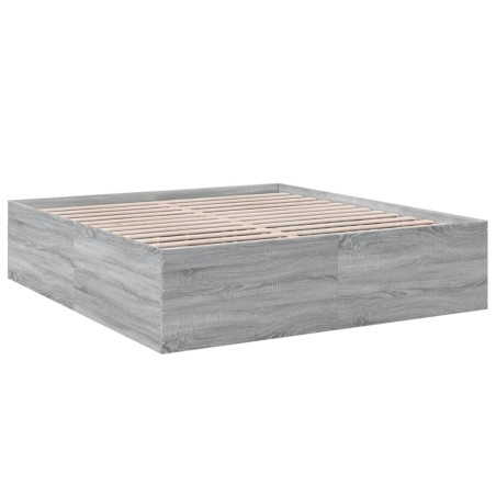vidaXL Estructura de cama madera de ingeniería gris Sonoma 180x200 cm